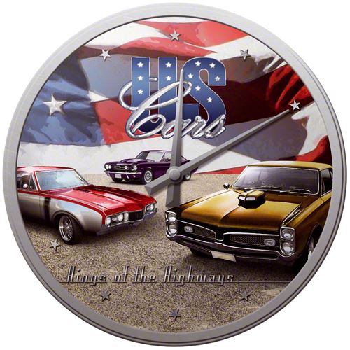 Pendule ronde US Cars