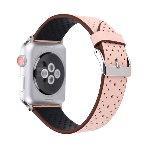 Bracelet de montre en cuir durable respirant pour Apple Watch Series 6/ SE/ 5/ 4 44mm - Rose