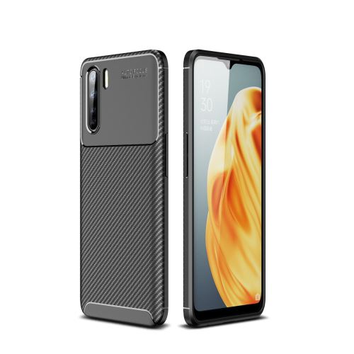 Coque en TPU surface en fibre de carbone résistante aux chutes noir pour votre Oppo A91