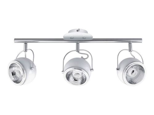 HOMEMANIA Spot Ball - à Sphère - de Plafond, Murale - Chrome, Blanc en Métal, 52 x 13 x 24 cm, 3 x GU10, 9 W