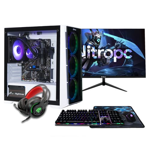 PC Gamer complet Nitropc Pack Bronze Plus - AMD Ryzen 5 5600GT, AMD Vega 7, RAM 16GB, M.2 1TB, Win11, WiFi - Écran 24" FullHD et accessoires