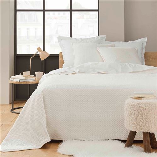 Couvre-lit velours relief/sherpa Mylene Naturel