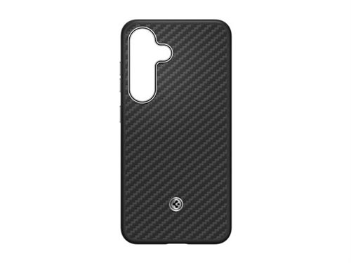 Spigen Enzo GP-FPS931PGA - Coque de protection pour téléphone portable - aimant en aramide - fibre aramide, polyuréthanne thermoplastique (TPU), finition en carbone, aluminium anodisé - argent noir - pour Galaxy S25