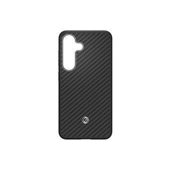 Spigen Enzo GP-FPS931PGA - Coque de protection pour téléphone portable - aimant en aramide - fibre aramide, polyuréthanne thermoplastique (TPU), finition en carbone, aluminium anodisé - argent noir - pour Galaxy S25