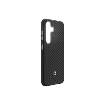 Spigen Enzo GP-FPS931PGA - Coque de protection pour téléphone portable - aimant en aramide - fibre aramide, polyuréthanne thermoplastique (TPU), finition en carbone, aluminium anodisé - argent noir - pour Galaxy S25