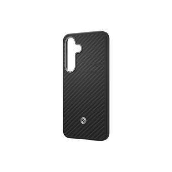 Spigen Enzo GP-FPS931PGA - Coque de protection pour téléphone portable - aimant en aramide - fibre aramide, polyuréthanne thermoplastique (TPU), finition en carbone, aluminium anodisé - argent noir - pour Galaxy S25