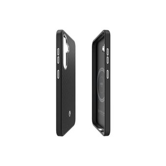 Spigen Enzo GP-FPS931PGA - Coque de protection pour téléphone portable - aimant en aramide - fibre aramide, polyuréthanne thermoplastique (TPU), finition en carbone, aluminium anodisé - argent noir - pour Galaxy S25