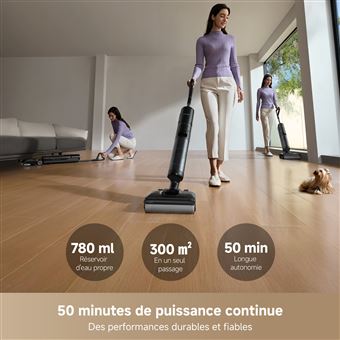DREAME H12 Pro FlexReach Aspirateur Laveur, portée à Plat à 180°, séchage 5 Min, Aspiration 18 kPa, Lavage à Chaud à 90 °C, Nettoyage Deux Bords, 50 Minutes de Nettoyage