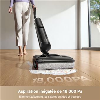 DREAME H12 Pro FlexReach Aspirateur Laveur, portée à Plat à 180°, séchage 5 Min, Aspiration 18 kPa, Lavage à Chaud à 90 °C, Nettoyage Deux Bords, 50 Minutes de Nettoyage