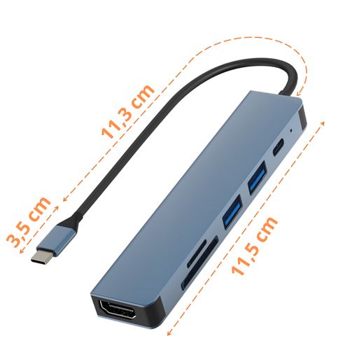 Adaptateur USB C Hub, 6 en 1 Adapteur USBC HDMI Accessoires pour