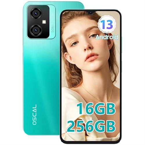 Smartphone Débloqué Oscal Tiger 10 6,56 pouces 16Go+256Go/SD 1To 50MP 5180mAh Android 13 Dual SIM - Vert