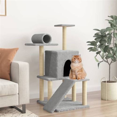 Comparer les prix de vidaXL Kattenmeubel met sisal krabpalen 110,5 cm lichtgrijs 172062