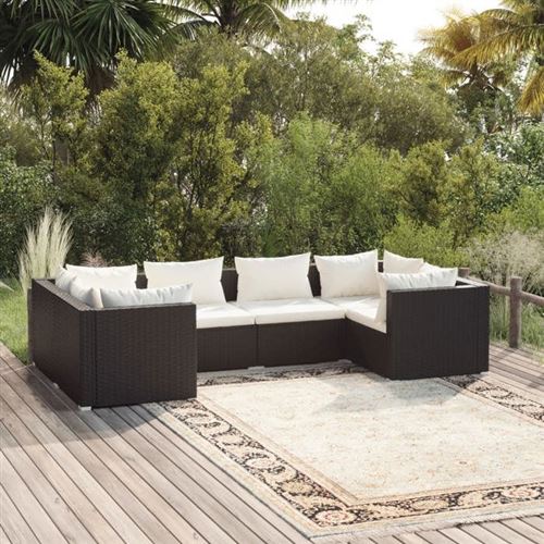Non Communiqué Noir Vidaxl Salon De Jardin 6 Pcs Avec Coussins Résine Tressée 3101935