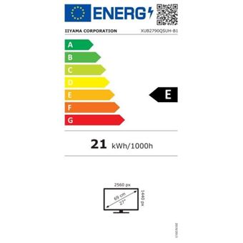 iiyama ProLite XUB2790QSUH-B1 - Écran LED - 27" - 2560 x 1440 QHD @ 100 Hz - IPS - 250 cd/m² - 1300:1 - 0.4 ms - HDMI, DisplayPort, USB-C - haut-parleurs - noir mat