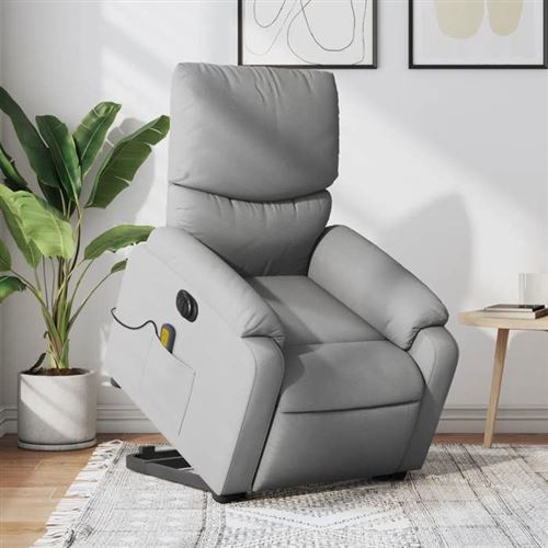 VIDAXL - Fauteuil de relaxation - Électrique - Inclinable - Massage - Gris Clair - Image 2