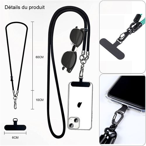 Cordon De Téléphone Horktrust, 22 Cm, Avec 2 Attaches, Universel Pour Toutes Les Coques, Anti-perte Et Confortable