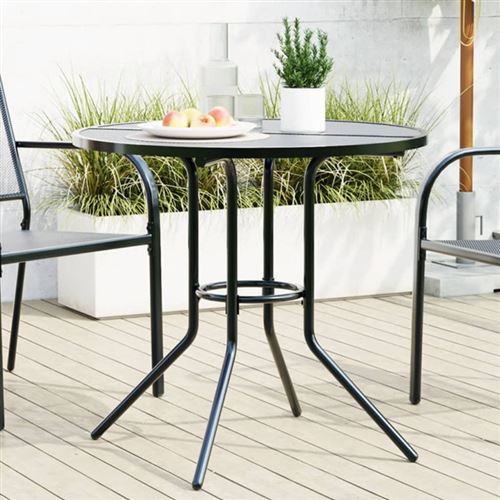 Non Communiqué Anthracite Table De Patio Ronde Acier Enduit De Poudre
