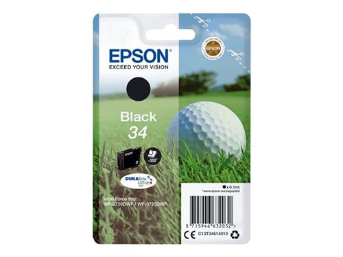 Epson 34 - 6.1 ml - noir - original - cartouche d'encre - pour WorkForce Pro WF-3720, WF-3720DWF, WF-3725DWF