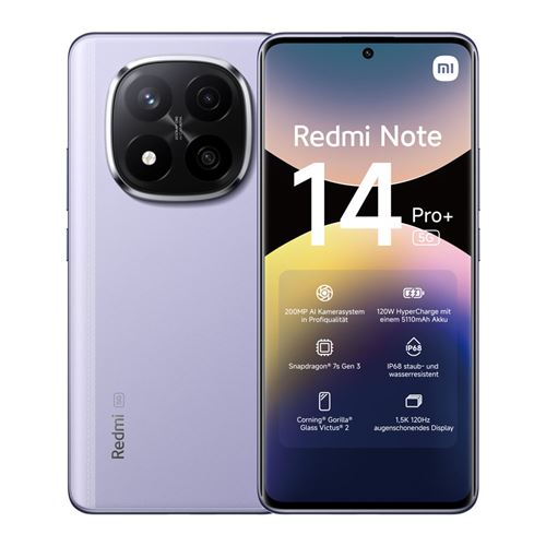 Xiaomi Redmi Note 14 Pro+ 5G 8Go RAM 256Go Violet