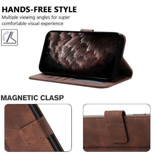 Coque Portefeuille Pour Honor X5C Plus - Cuir PU, Protection TPU, 2 Emplacements Cartes, Support Magnétique - Marron - 6