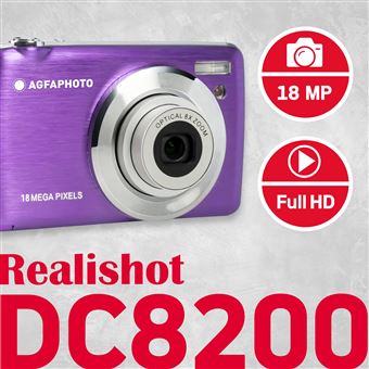 Appareil Photo Numérique Compact Agfa Photo Realishot DC8200PR Violet Housse + Carte SD 16Go incluses