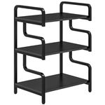 Meuble imprimante design - support imprimante 3 étagères - acier panneaux noir