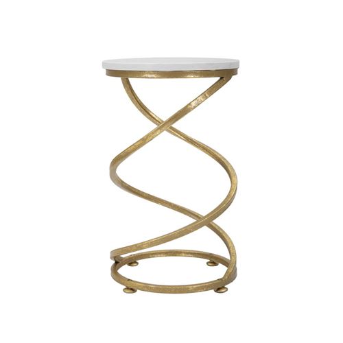 Non Communiqué Or Table D'appoint En Marbre "Spirale" 47Cm Blanc &
