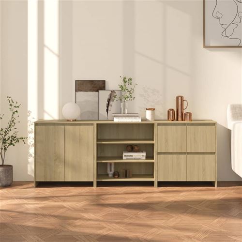 Non Communiqué Beige Vidaxl Buffets 3 Pcs Chêne Sonoma Bois D'ingénierie