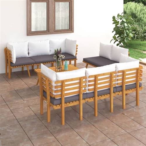 Non Communiqué Marron Vidaxl Salon De Jardin 8 Pcs Avec Coussins Meubles D'extérieur Mobilier De Patio Meubles De Terrasse Mobilier De Jardin Bois 3087013