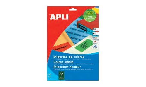 Apli Paper - Adhésif Permanent - Vert - A6 (105 X 148 Mm) 80 Étiquette(S) (20 Feuille(S) X 4) Étiquettes