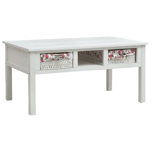 vidaXL Table basse Blanc 99,5 x 60 x 48 cm Bois