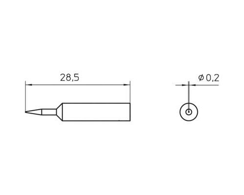 Panne de fer à souder forme ronde Weller XNT 1S Taille de la panne 0.2 mm Longueur de la panne 29 mm