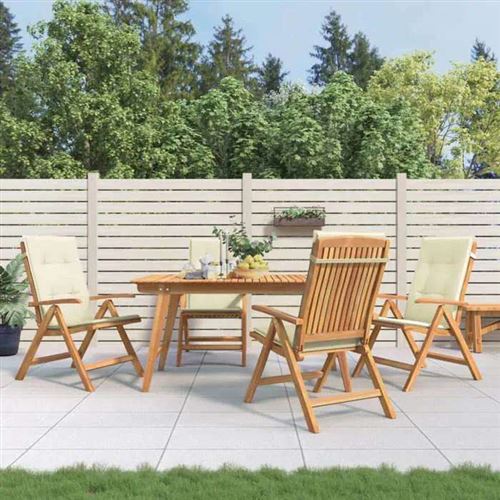 Non Communiqué Beige Lot De 4 Chaise Vidaxl En Teck Pliable Exterieur H. 93 Cm