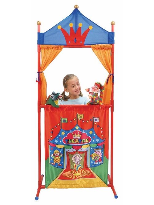 Theatre de marionnettes enfant 68x159cm - plastique / tissu - decor cirque - marionnettes non incluses - jouet imagination