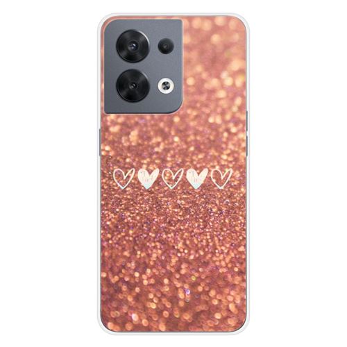 Coque en silicone imprimée compatible Oppo Reno 8 5G Paillettes coeur