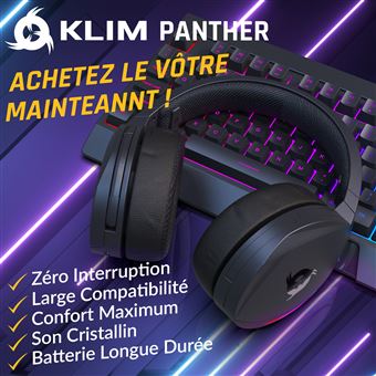 KLIM Panther - Casque Gamer sans fil pour PS4 PS5 Switch PC + Faible  latence + Casque