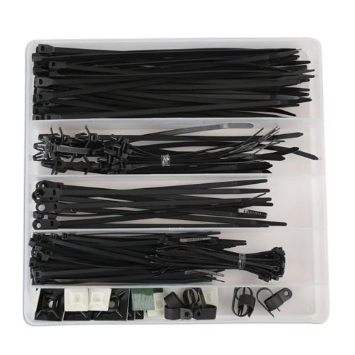Kit d'attache-câbles diverses pour fils, gaines, tubes - 210 pcs - Gunson