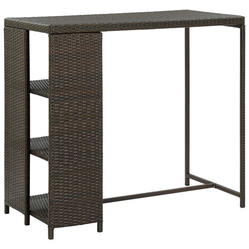 Non Communiqué Brun Vidaxl Bartafel Met Opbergrek 120X60x110 Cm Poly Rattan Bruin313475