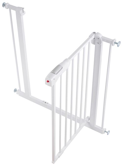 Moby System Barrière de Sécurité Bébé en Acier pour Portes & Escaliers - Extensible 76-85cm - Hauteur 77 cm -sans Perçage - Blanche