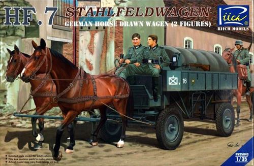 German Hf.7 Horse Drawn Steel Field Wage W/2horses &2 Figures- 1:35e - Riich Models