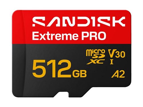 Sandisk Extreme Pro - Carte Mémoire Flash (Adaptateur Sd Inclus(E)) - 512 Go - A2 / Video Class V30 / Uhs-I U3 - Microsdxc Uhs-I