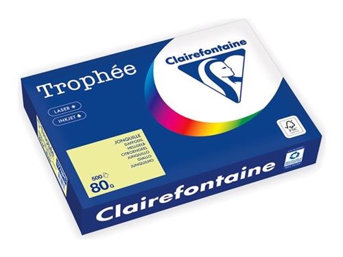 Clairefontaine Trophée - 107 micromètres - jonquille - A4 (210 x 297 mm) - 80 g/m² - 500 feuille(s) zéro plastique - papier teinté