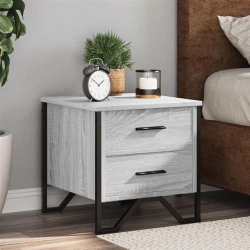 vidaXL - Table de chevet - Gris - 40x41x40 cm - Image 3