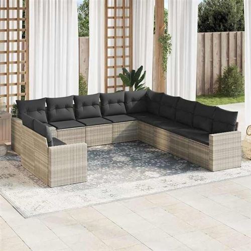 Non Communiqué Or Vidaxl Salon De Jardin Avec Coussins 11 Pcs, Canapés Avec Pieds Réglables, Ensemble De Meubles D'extérieur Patio Terrasse, 3219182