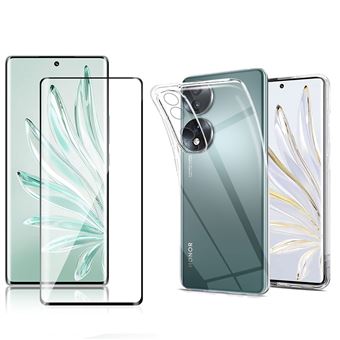 Pack coque transparente en TPU et vitre en verre trempé FULL cover noir pour Honor 70 5G - XEPTIO - 1