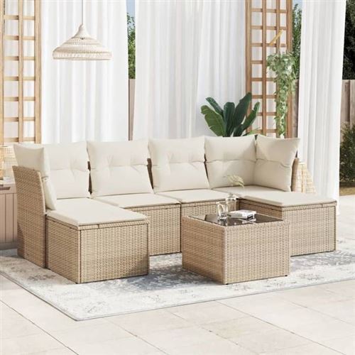 Non Communiqué Beige Salon De Jardin Modulable Vidaxl Rotin 6 Personnes 55 X 62 X 69 Cm 7 Pieces