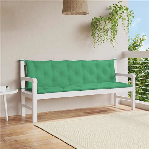 vidaXL Coussins de banc jardin lot de 2 vert 180x50x7 cm tissu Oxford