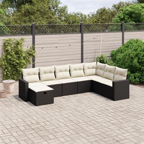Non Communiqué Noir Vidaxl Salon De Jardin Avec Coussins 8 Pcs, Canapés De Terrasse, Ensemble De Meubles De Patio, Mobilier D'extérieur, 3263582