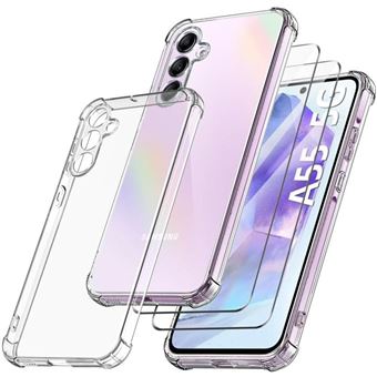 Coque pour Samsung Galaxy A55 5G - TPU Antichoc Transparente + 2 Verres Trempés Vitre Protection - BOOLING - 1
