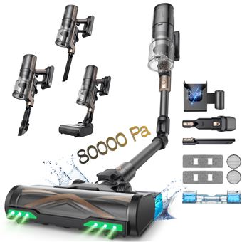 Proscenic Aspirateur balai sans fil P20 -Sec/Humide -80kPa/180AW -Réglage automatique de la puissance-70Min -Auto-Portant -GreenEye - Electroménager